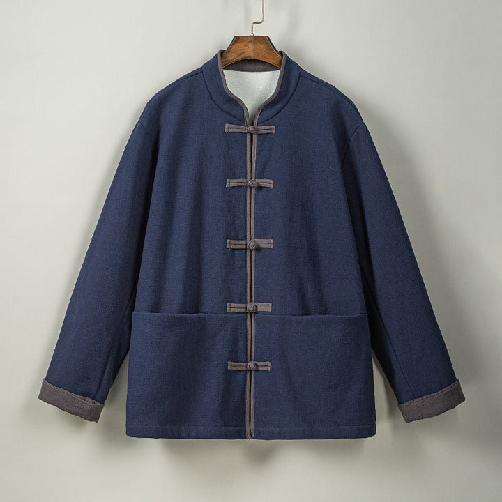 Fleece Lined Warm Padded Frog Button Hanfu Cardigan