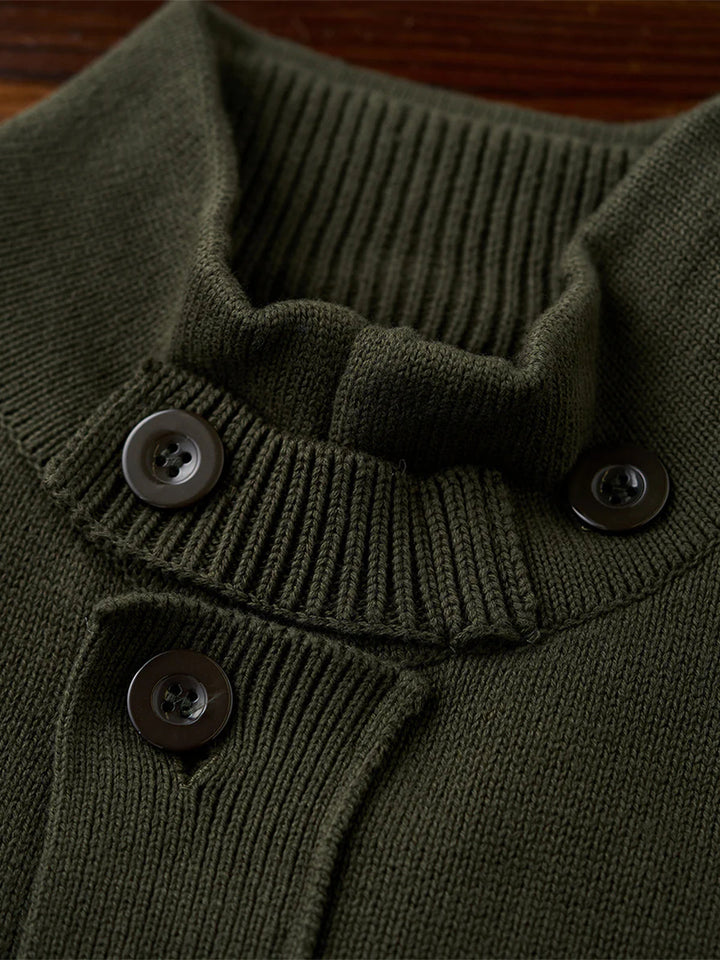 Button-Up Stand Collar Knit Cardigan