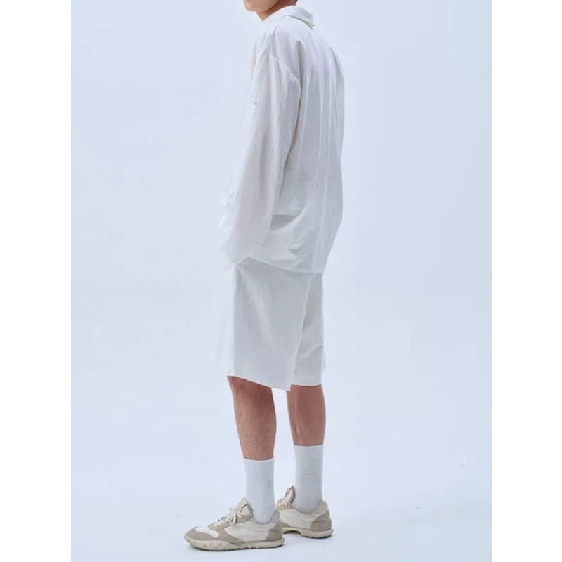 Deep V Neck Oversized Draped Tie Neck Shirt