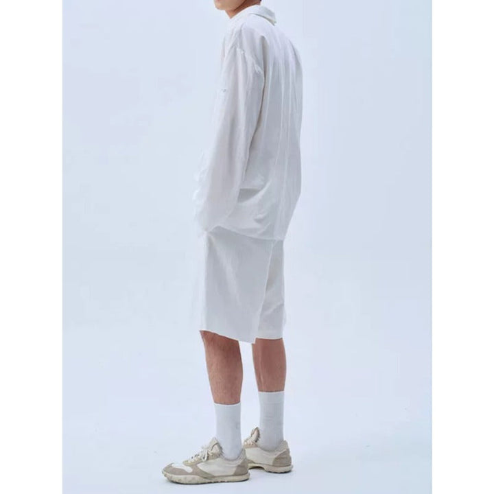 Deep V Neck Oversized Draped Tie Neck Shirt