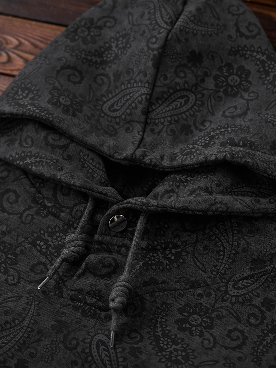 “KaraKu” Embroidered Logo Paisley-Print Cotton Hoodie