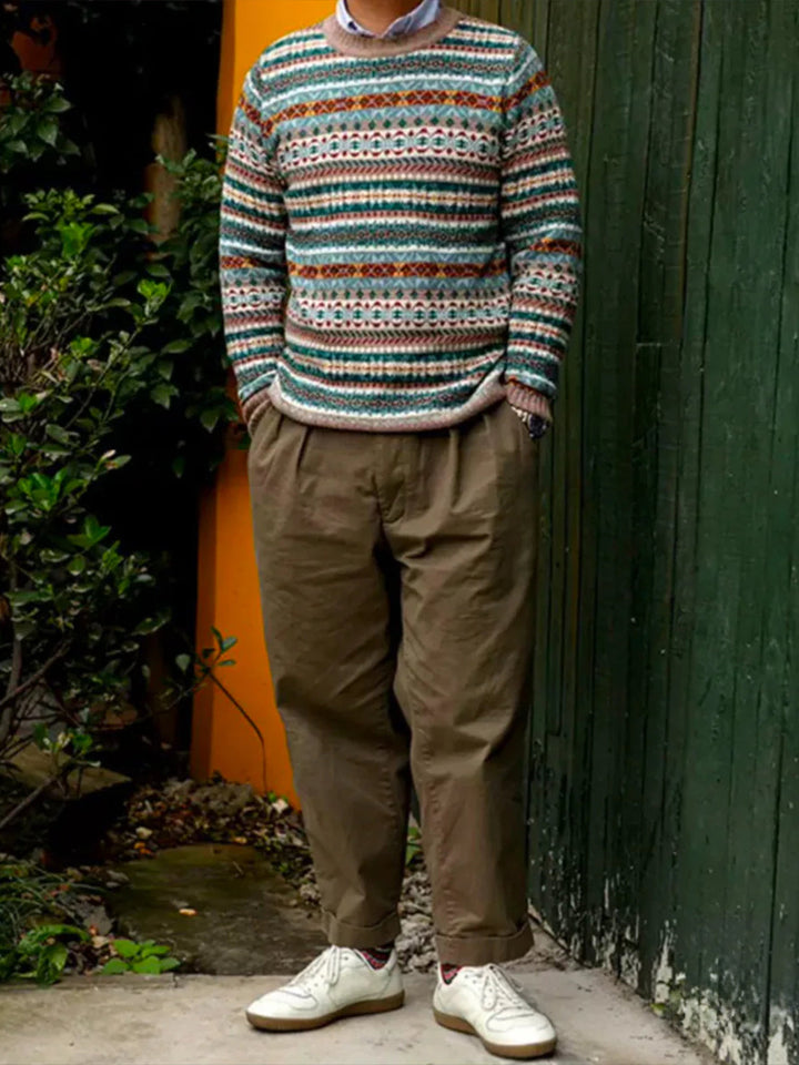 Wool-Blend Fair Isle Jacquard Knit Sweater