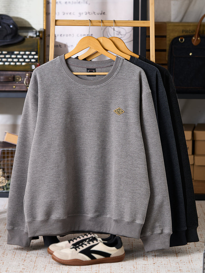 “STAY TRUE” Vintage Mini-Waffle Knit Sweatshirt