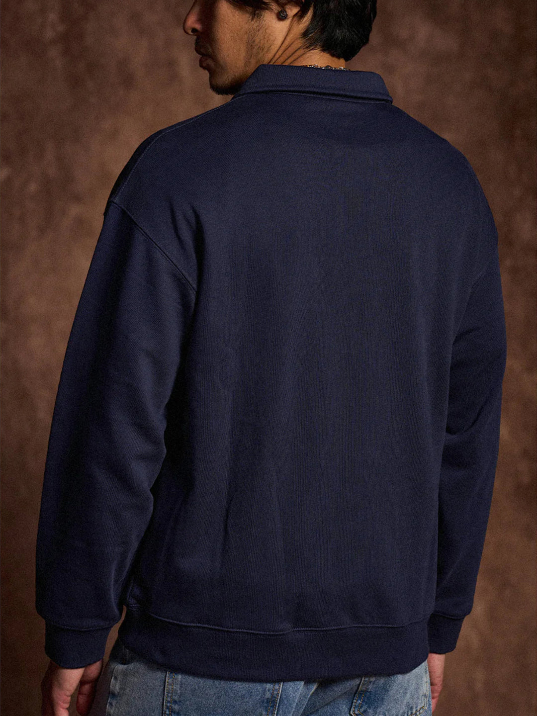400g Heavyweight One-Button Polo-Collar Sweatshirt