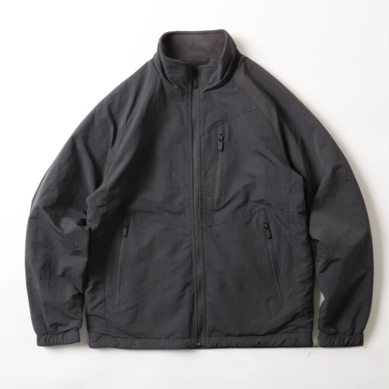 Japanese Reversible Work Jacket Windproof Waterproof Stand Collar Fleece Lined Warm Sherpa Coat