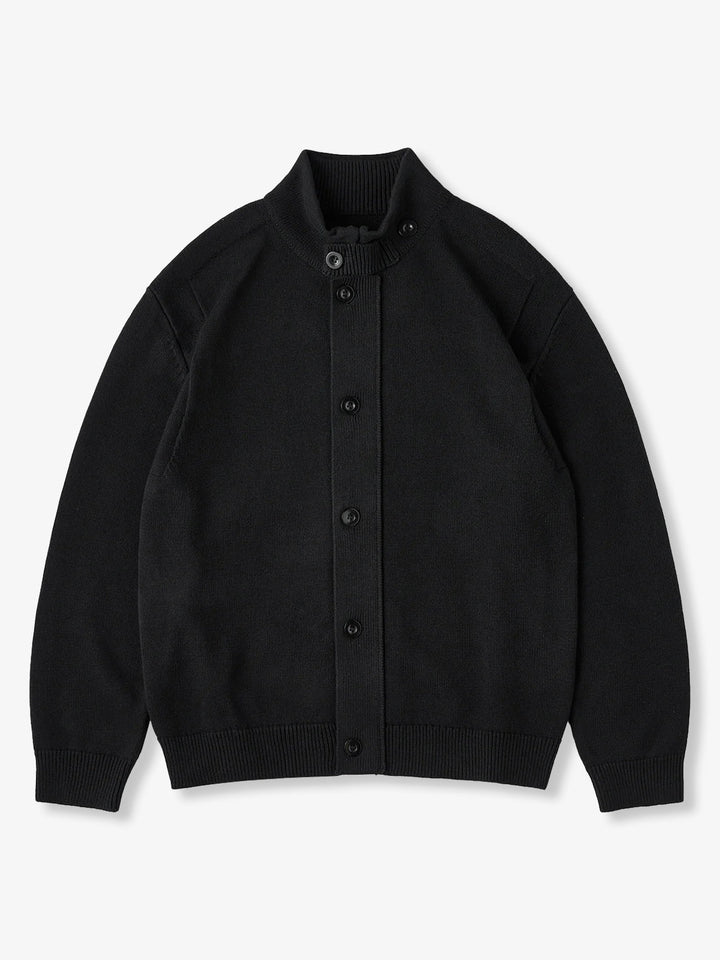 Button-Up Stand Collar Knit Cardigan