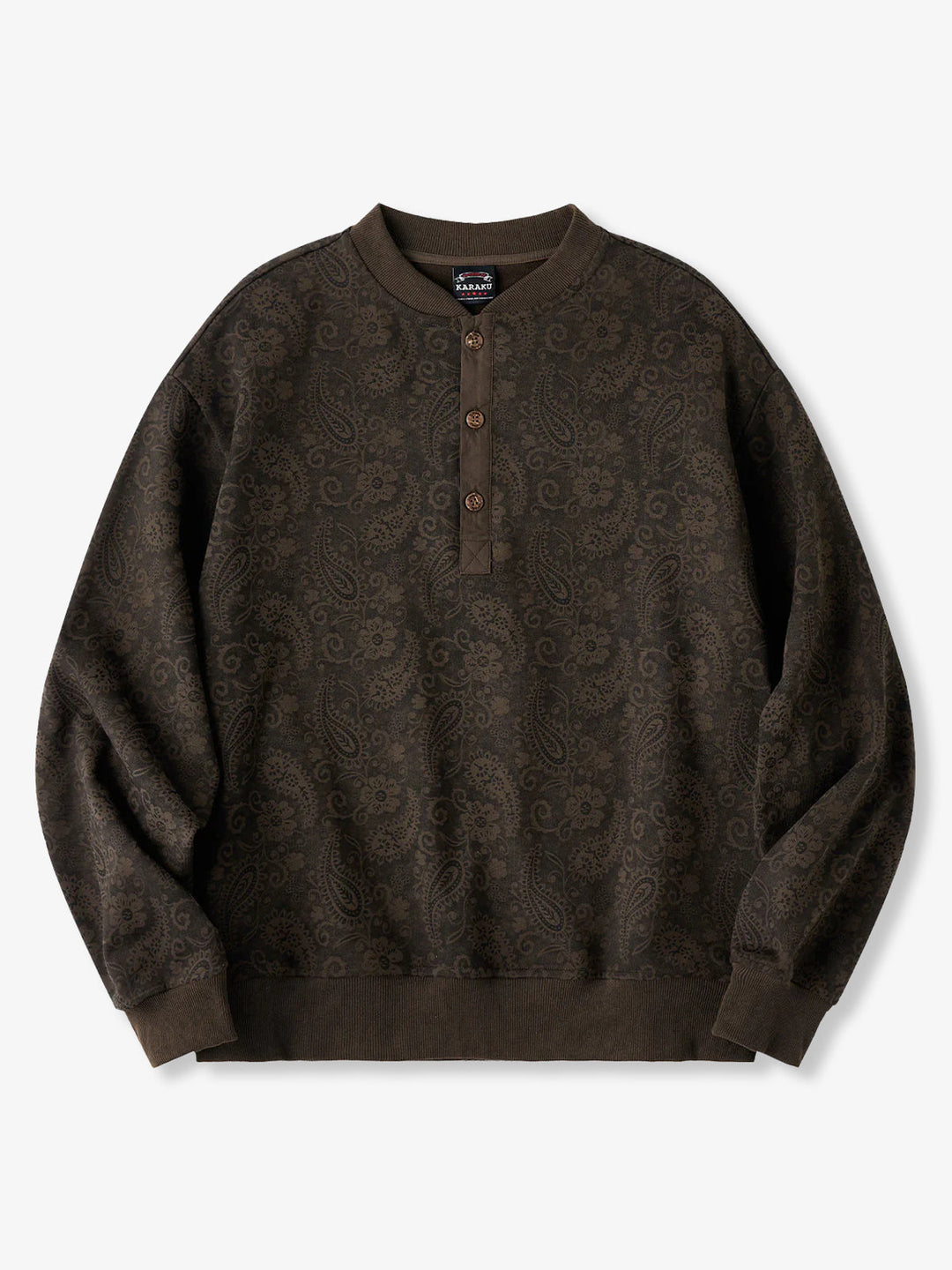 Washed Paisley All-Over Half-Button Sweatshirt