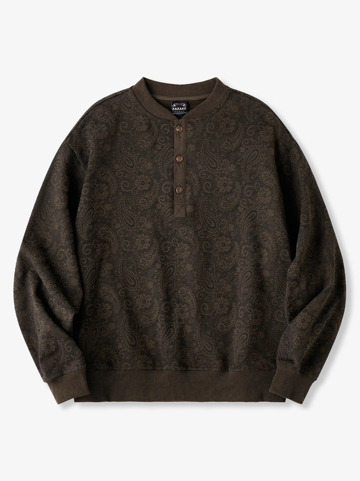 Washed Paisley All-Over Half-Button Sweatshirt