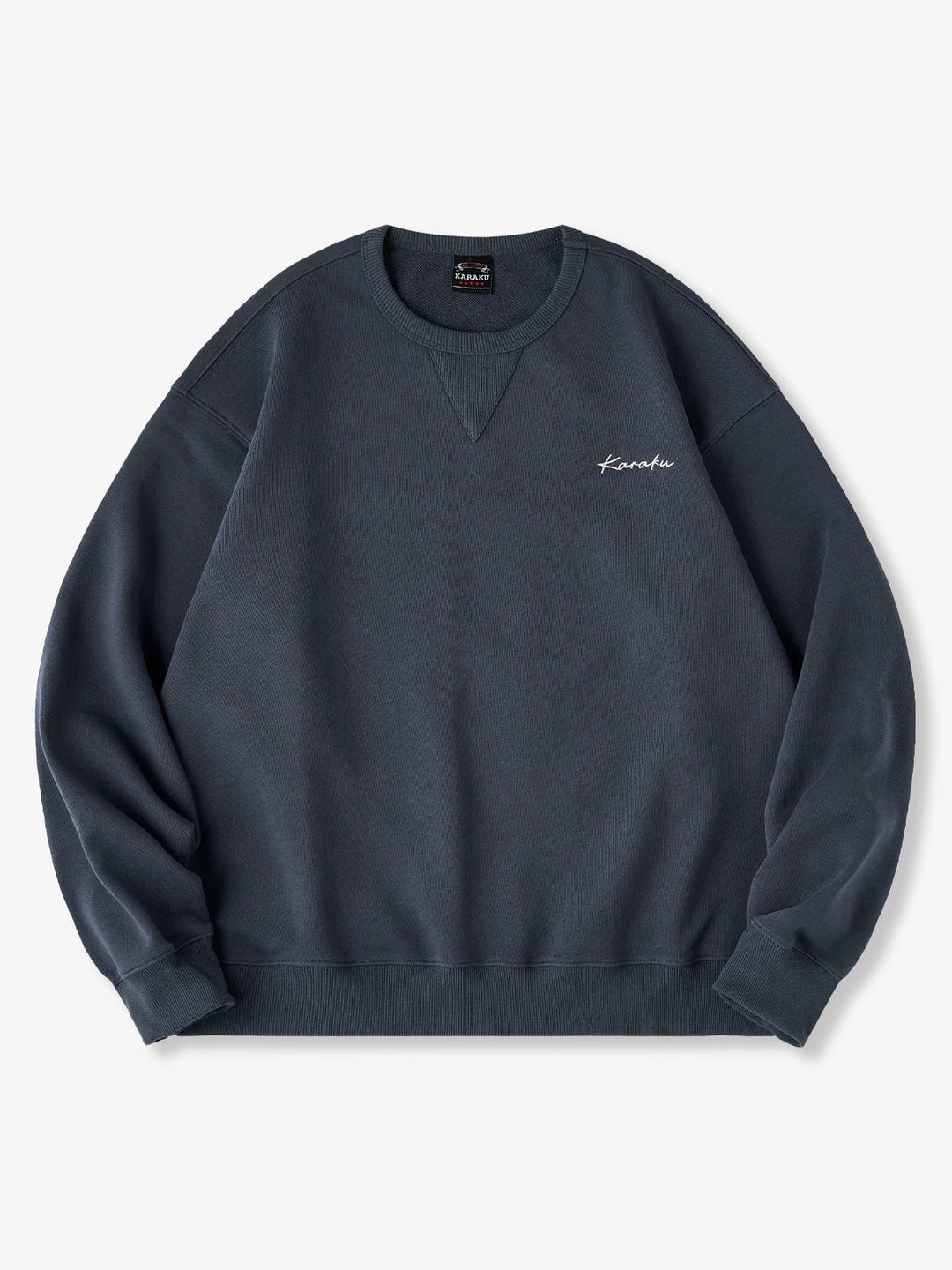 “KaraKu” Embroidery &amp; “Hannya Mask / Samurai Cat” Print Loopback V-Gusset Sweatshirt
