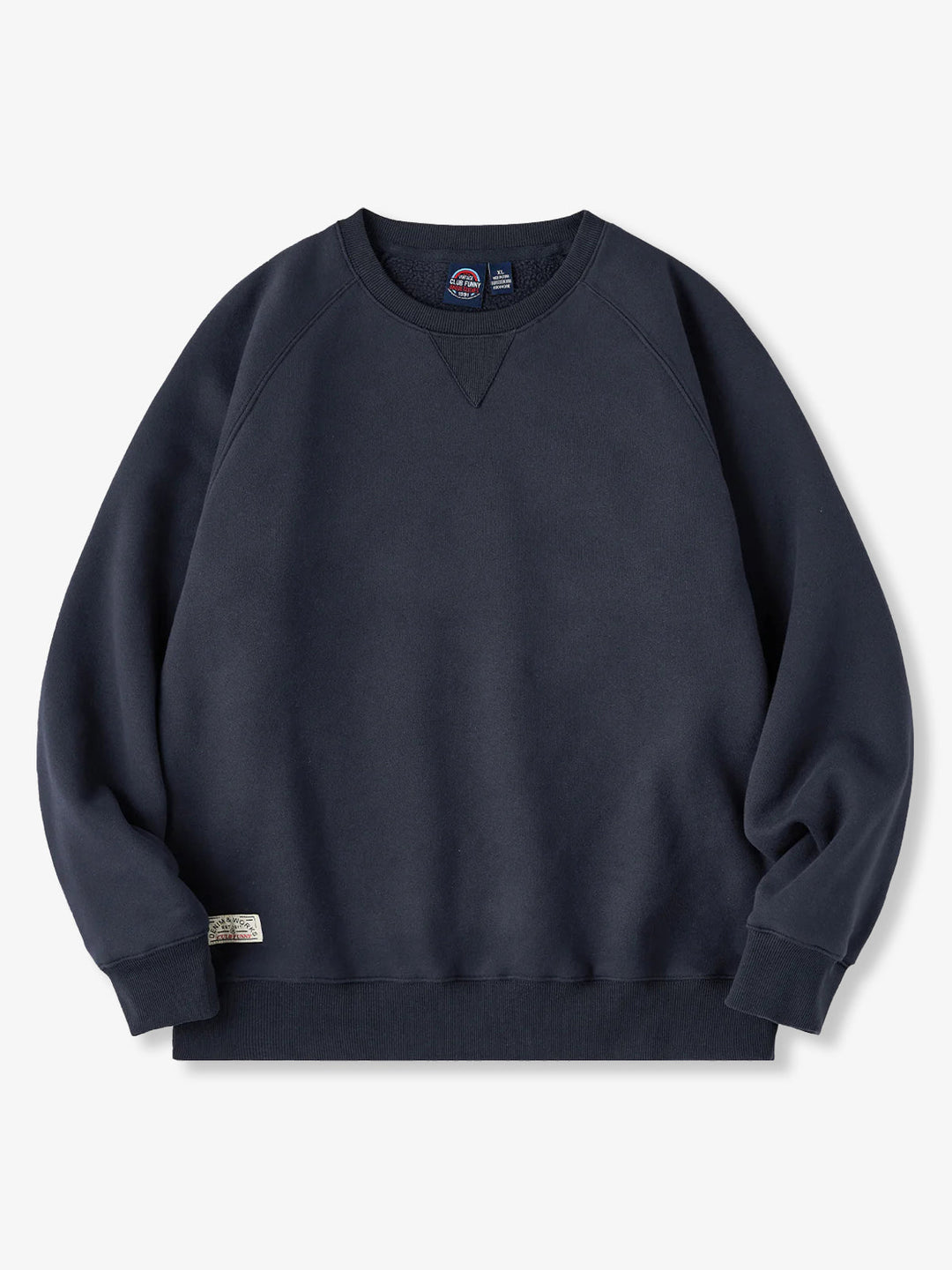 Brushed Fleece American Casual Heavyweight Navy Crewneck Sweatshirt