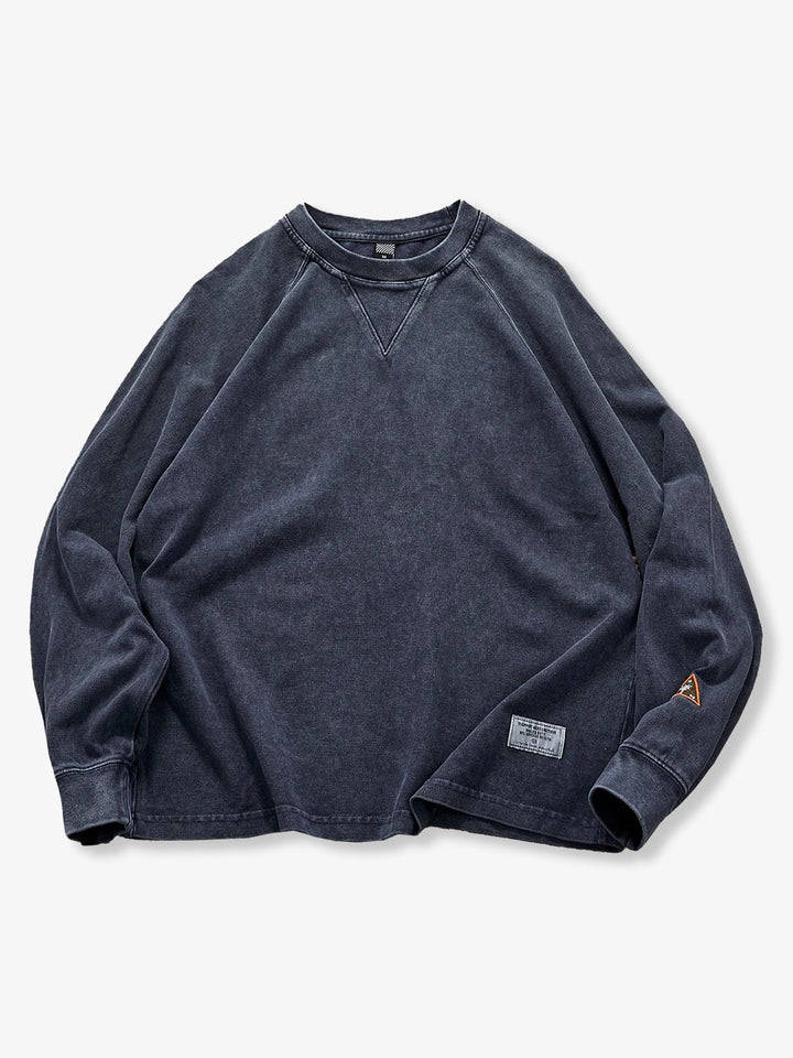 Heavyweight Washed Cotton Patch Crewneck Sweatshirt