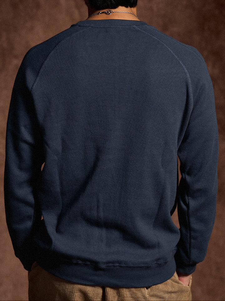 380g Waffle Knit Raglan Pullover Sweatshirt
