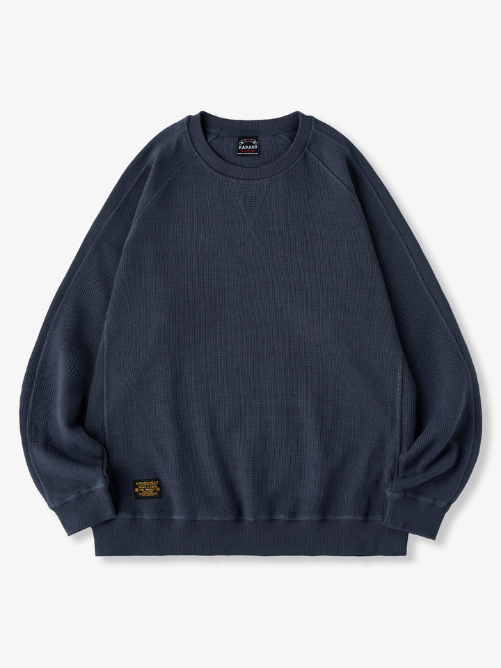 380g Waffle Knit Raglan Pullover Sweatshirt