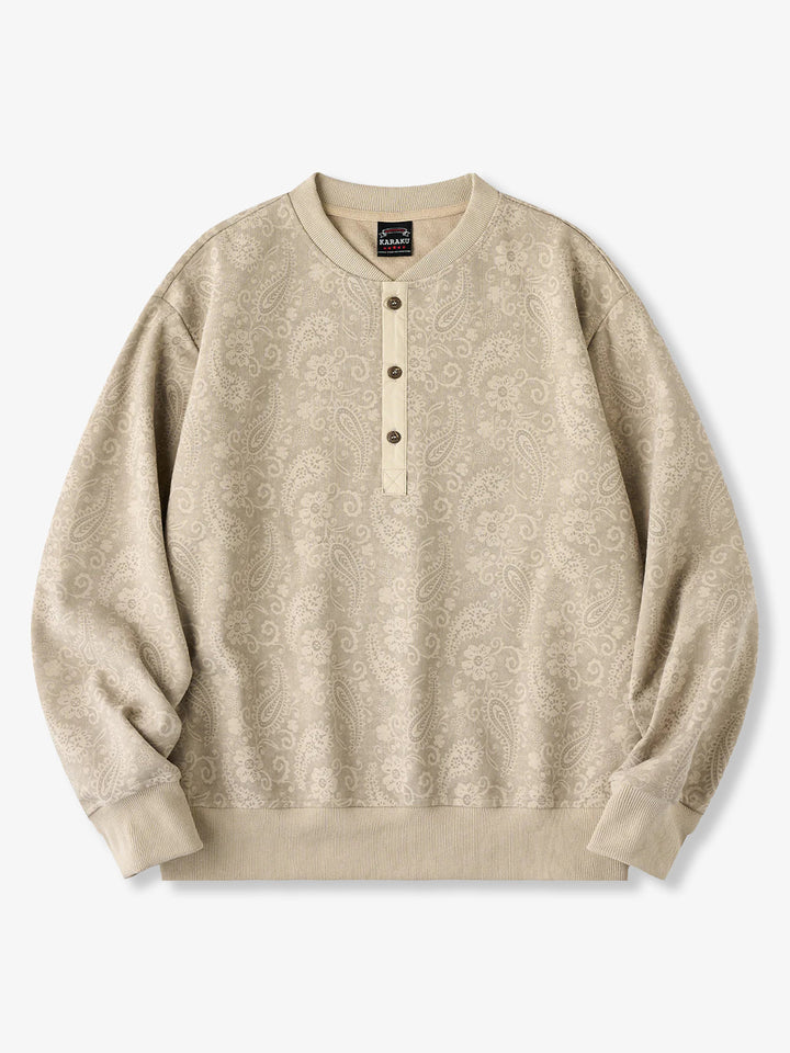 Washed Paisley All-Over Half-Button Sweatshirt