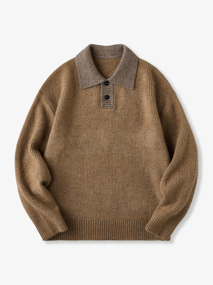 590g Heavyweight Polo-Collar Knit Sweater