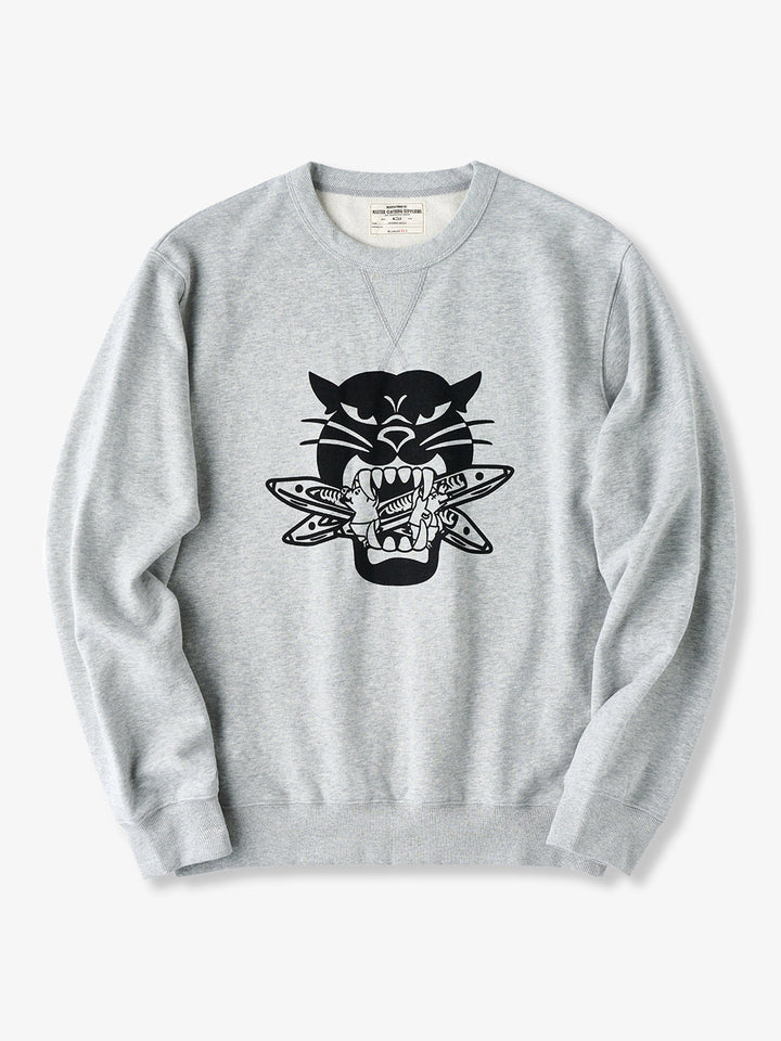Military Style Shuttle Bomber Leopard American Vintage Crewneck Sweatshirt