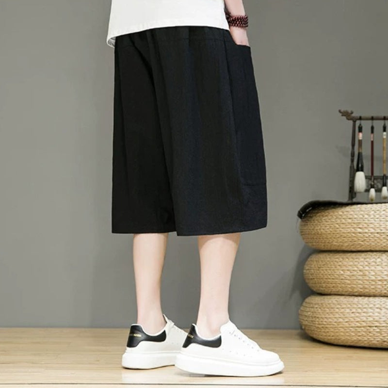 Linen Loose-fitting Low-rise Baggy Casual Shorts