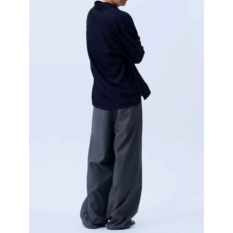 Deep V Neck Oversized Draped Tie Neck Shirt