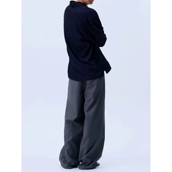 Deep V Neck Oversized Draped Tie Neck Shirt