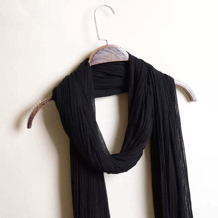 Lightweight Long Thin Cotton Linen Skinny Neck Scarf