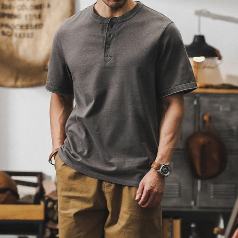 320g Heavyweight Loose Fit Henley T-Shirt