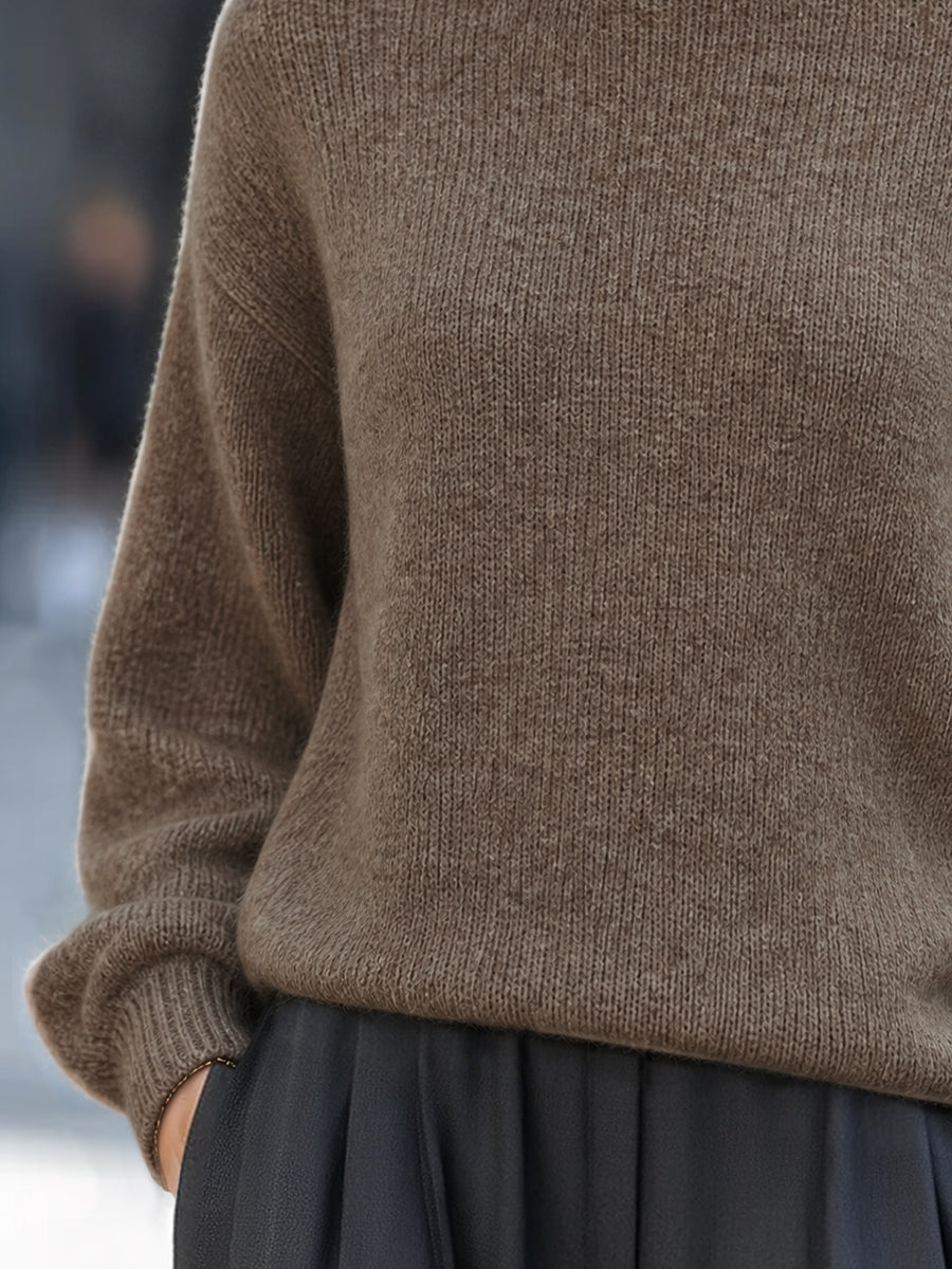 Soft Mohair-Blend Turtleneck Oversized Sweater