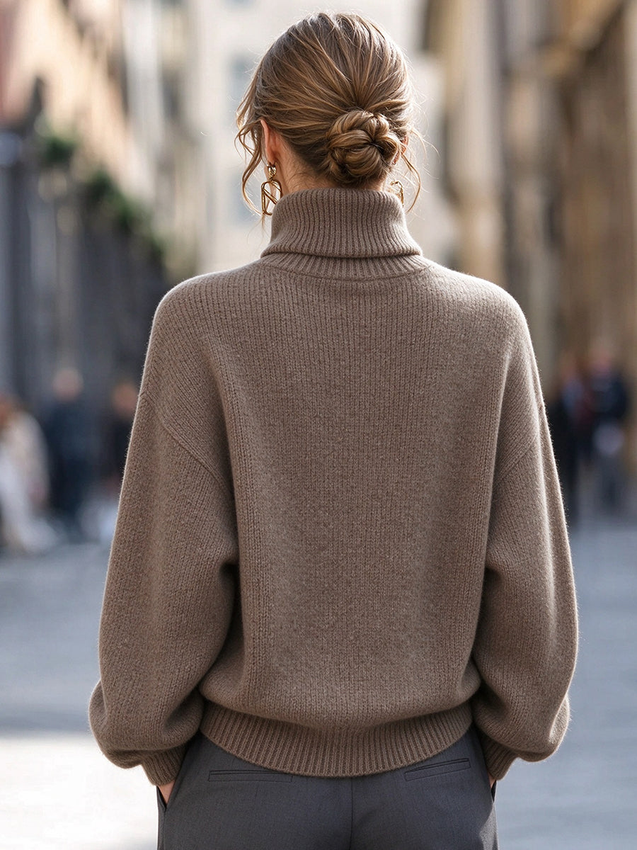 Soft Mohair-Blend Turtleneck Oversized Sweater
