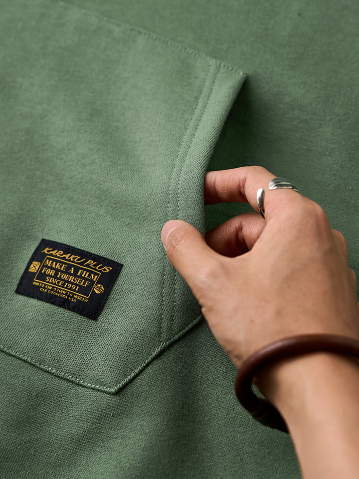 Heavyweight Crewneck Sweatshirt with Suede Elbow Patches and Loop-Back Lining