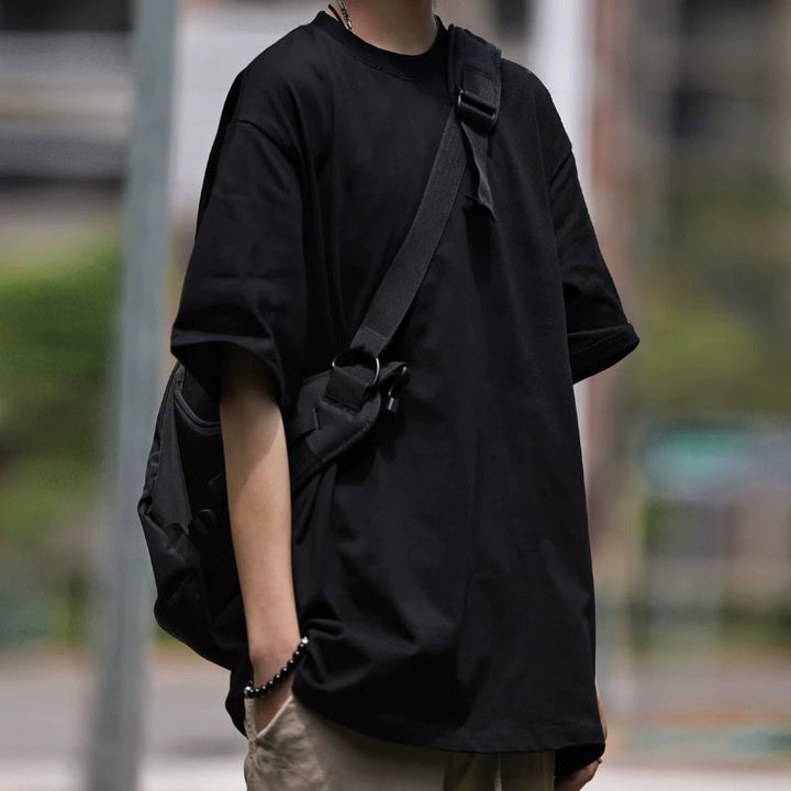 320g Japanese style Solid Color Loose Casual T-shirt