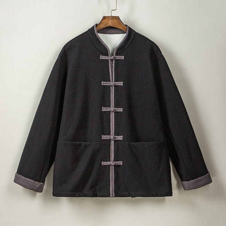 Fleece Lined Warm Padded Frog Button Hanfu Cardigan