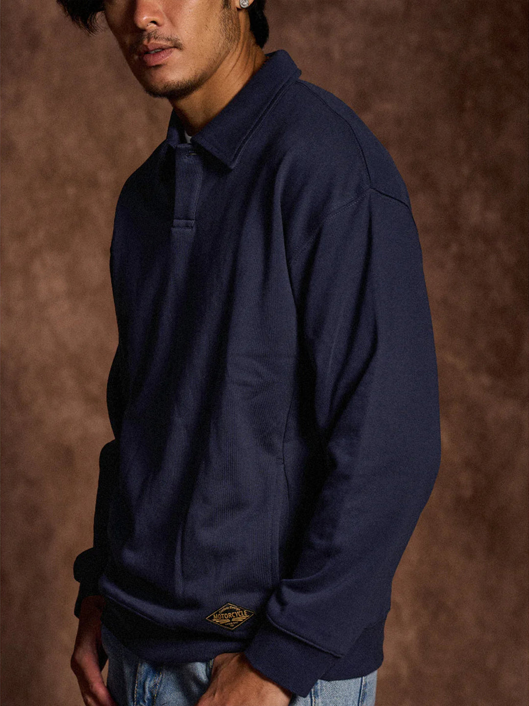 400g Heavyweight One-Button Polo-Collar Sweatshirt