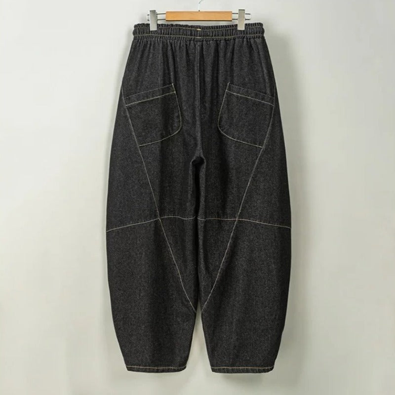 Washed Cotton Loose Wide Leg Lantern Pants
