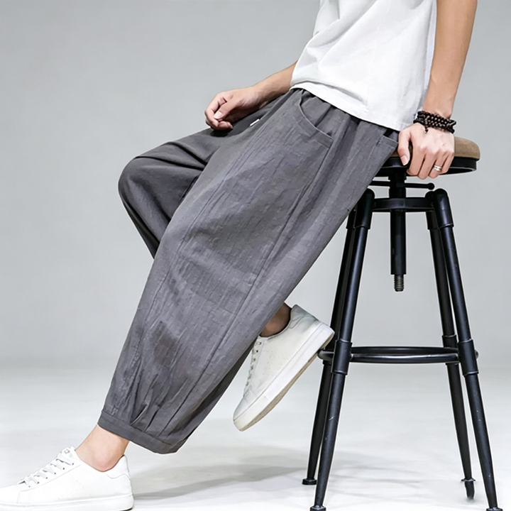 Cropped Waist-Defined Wide Leg Pants