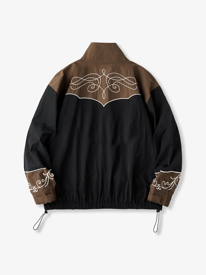 Western-Style Chain Embroidery Half-Zip Pullover Sweatshirt