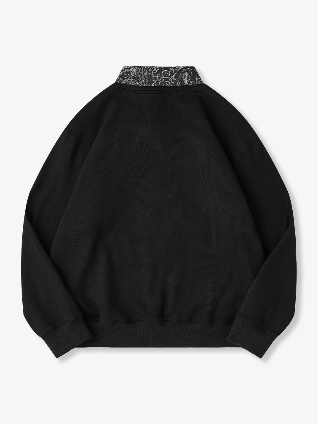 Karaku Embroidered Polo Sweatshirt with Jacquard Paisley Collar &amp; Placket
