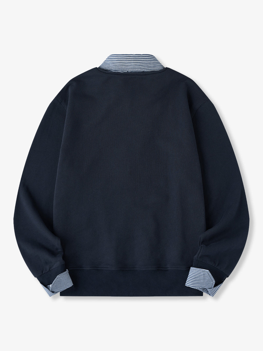 Faux-Layered Stripe Shirt &amp; Half-Zip Pullover Sweatshirt