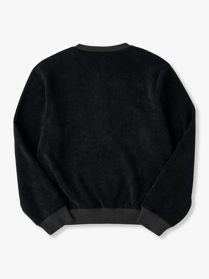 Henley Neck Fleece Sweatshirt with “KaraKu” Embroidery (Double-Sided Brushed)