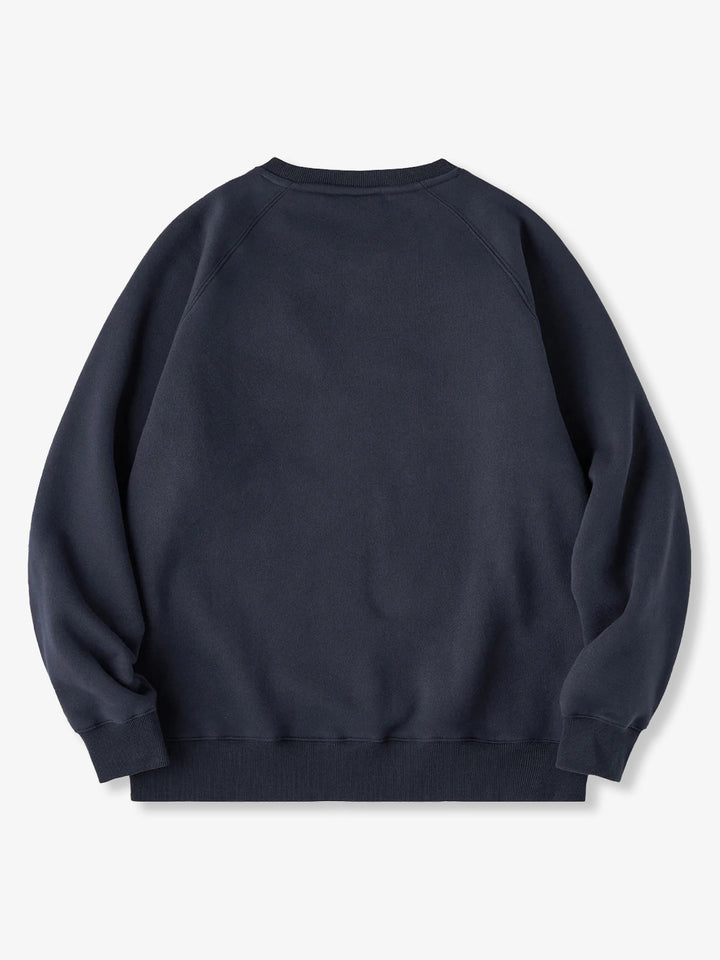 Brushed Fleece American Casual Heavyweight Navy Crewneck Sweatshirt