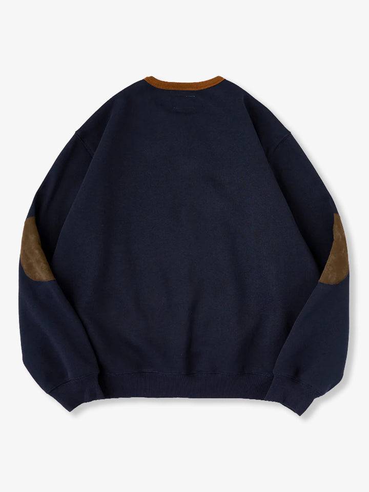 "KaraKu" Embroidery  Elbow Suede Patches Brushed Cotton Sweatshirt