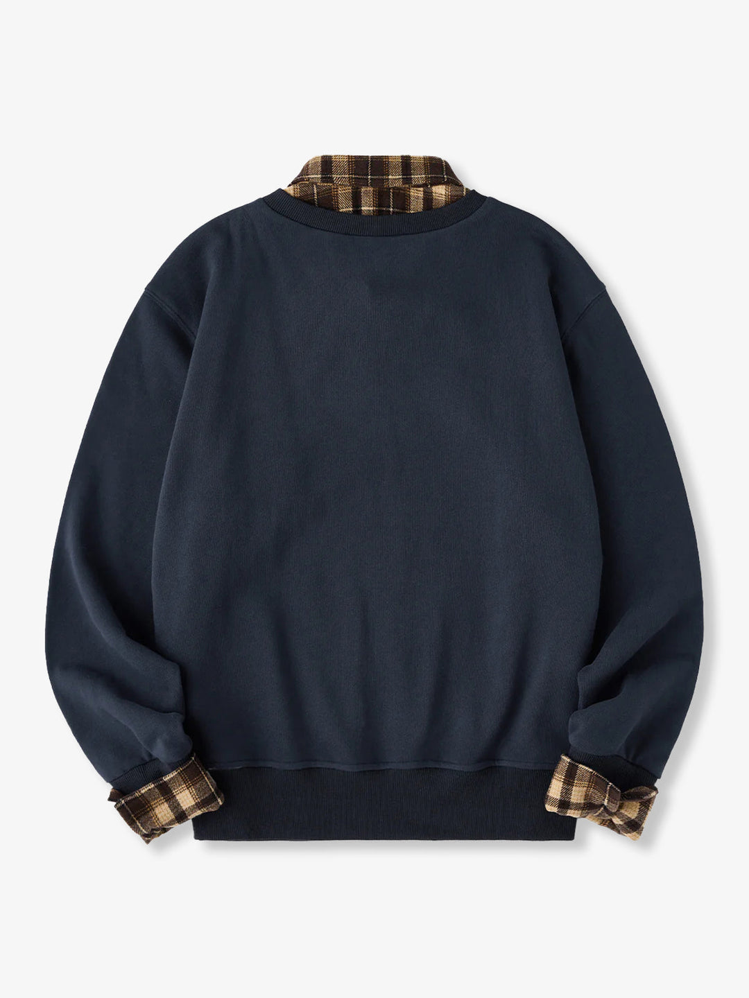 "K" Embroidered Patch Faux-Layered Check Sweatshirt