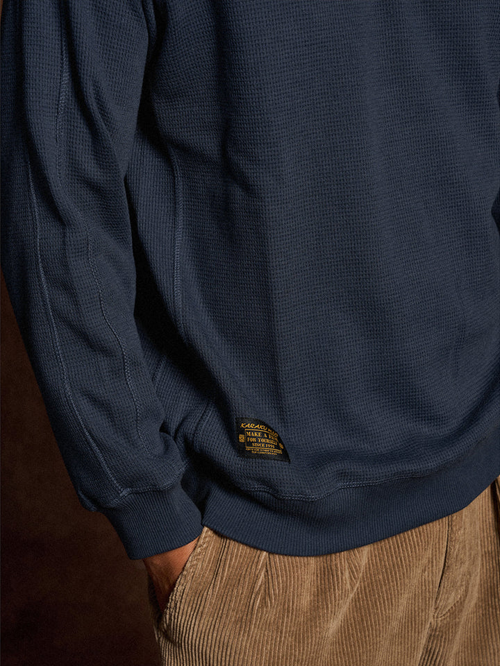 380g Waffle Knit Raglan Pullover Sweatshirt