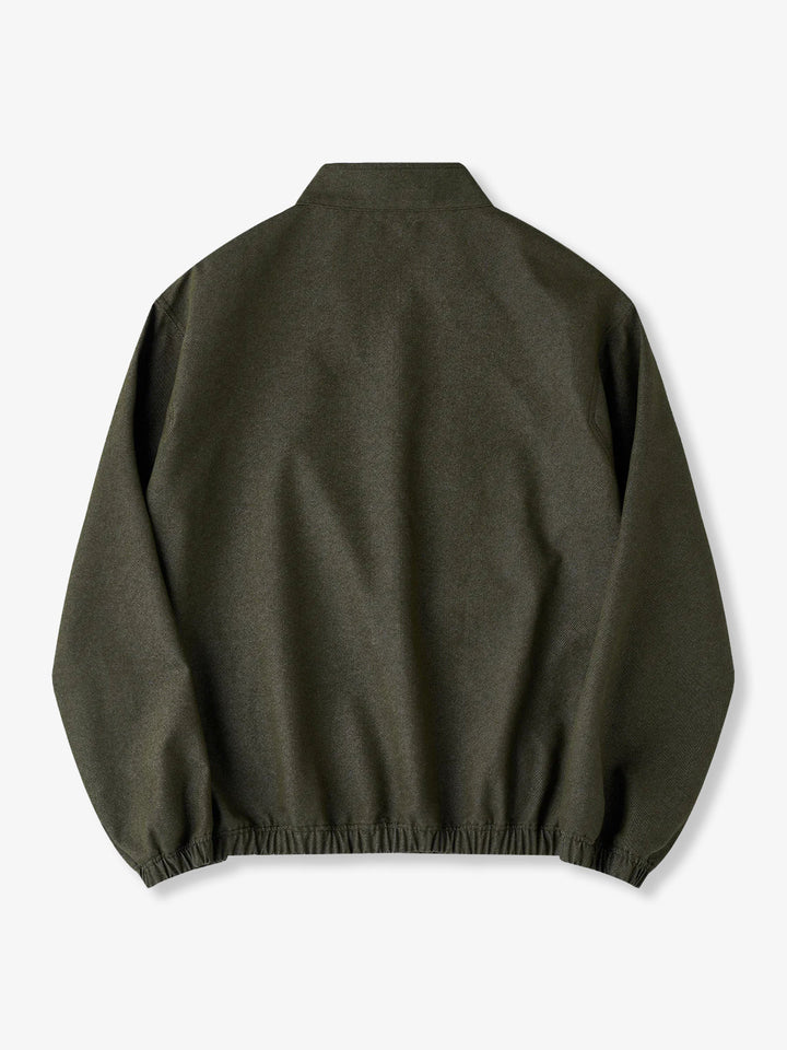 “KaraKu” Logo Embroidered Half-Zip Denim Sweatshirt with Navajo-Style Lining &amp; Elbow Patches