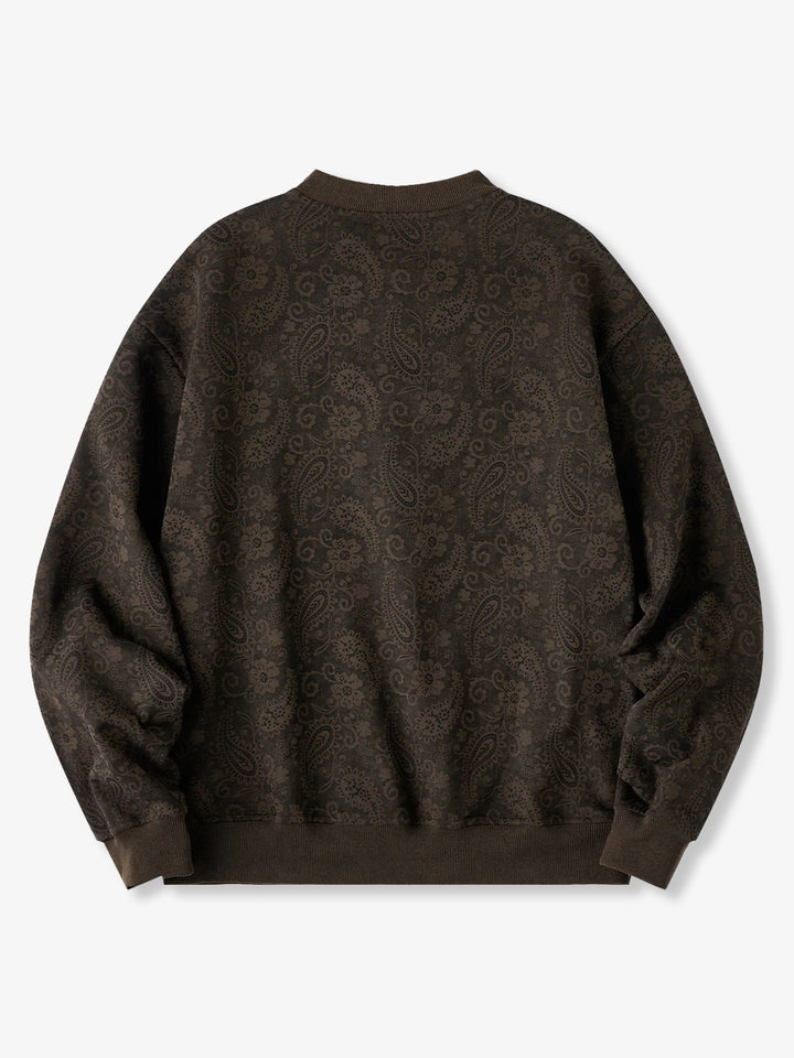Washed Paisley All-Over Half-Button Sweatshirt