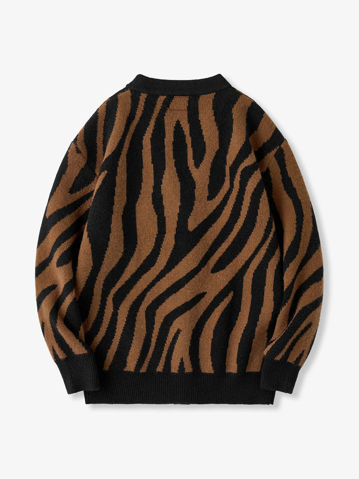 Karaku × Satoshi Kawamata ‘Tiger’ Embroidered Jacquard Knit Cardigan