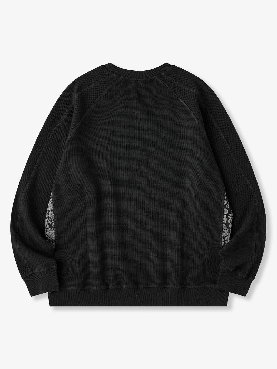 Jacquard Paisley Panel “KaraKu” Embroidered Mini Waffle Sweatshirt