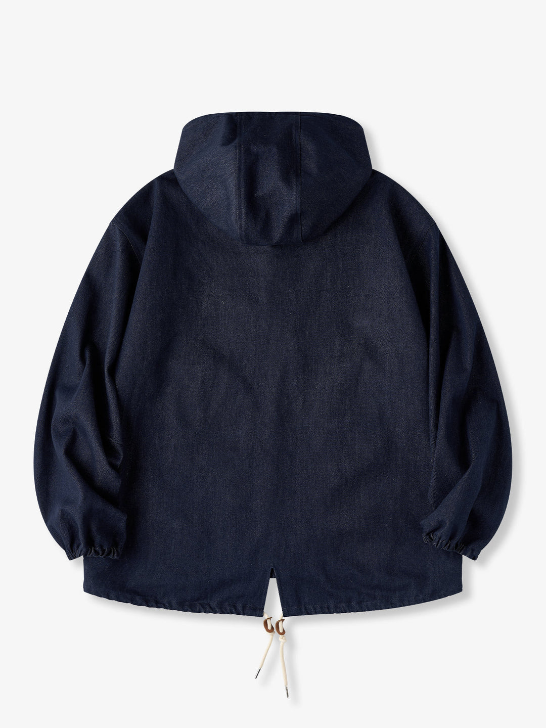 Washed Denim Hoodie with Half-Button and Side Slits