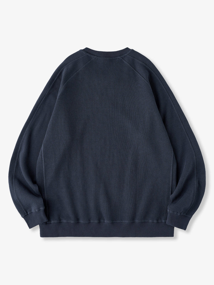 380g Waffle Knit Raglan Pullover Sweatshirt