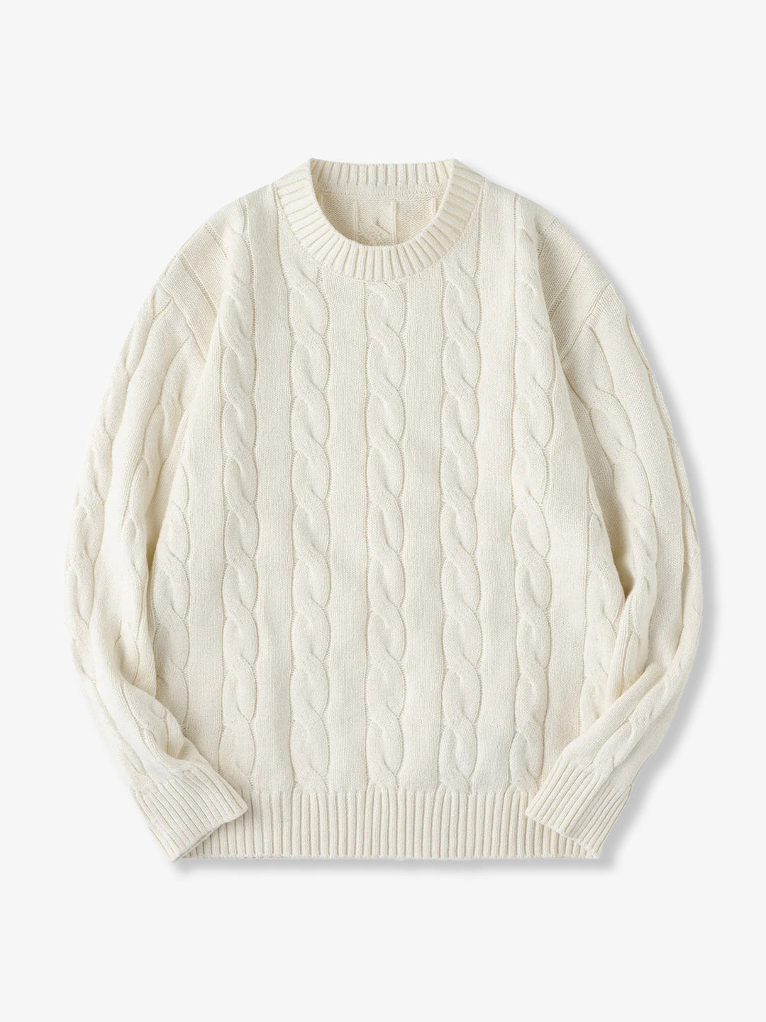 Wool-Blend Cable Knit Crewneck Sweater
