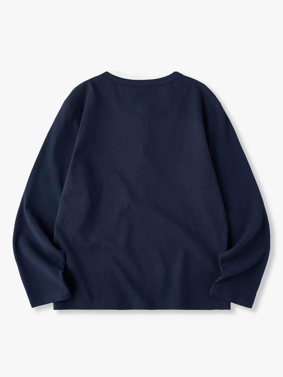 Mini Waffle Henley Long Sleeve Sweatshirt with Faux Layered Design