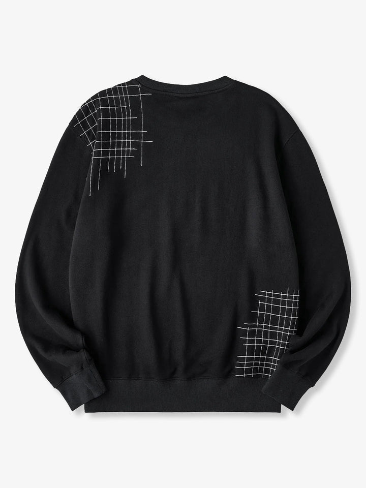 “Scratching Cat” Sashiko Embroidered Sweatshirt